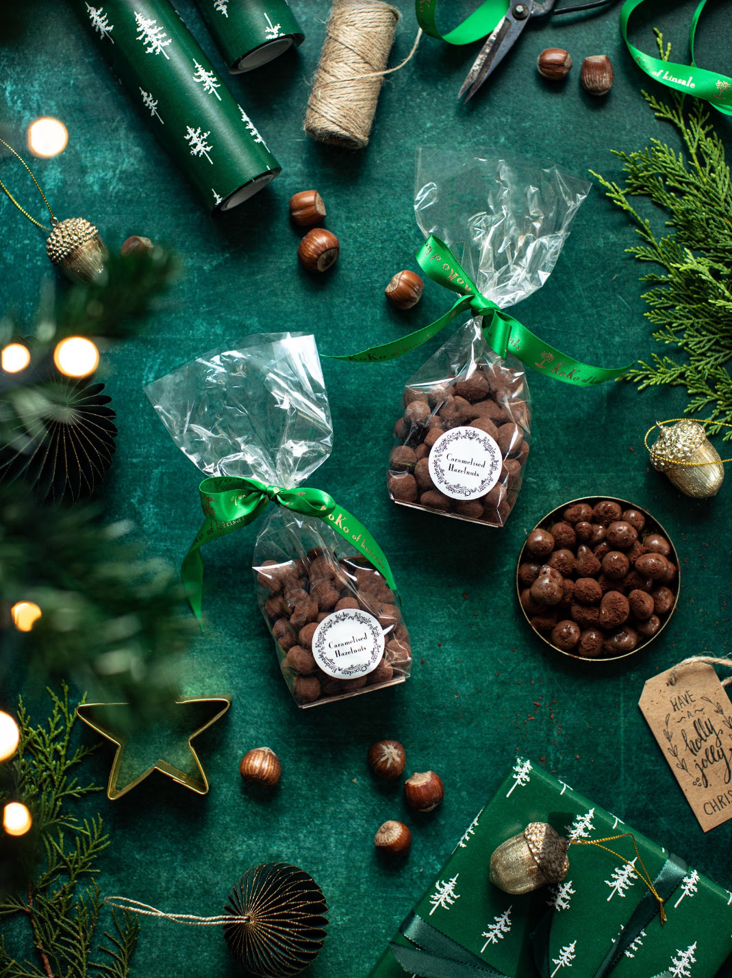 Caramelised Hazelnuts coated in Dark Chocolate